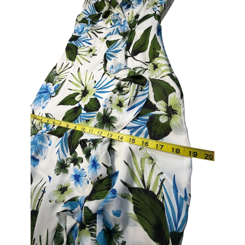 Banana Republic Floral Wrap Maxi Dress Size 0 Petite Coastal Coquette Ruffle - Picture 8 of 10